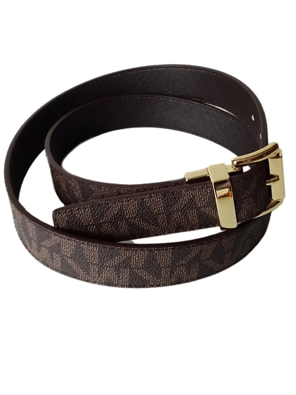 Michael Kors Women’s Belt Reversible Logo Embossed Faux Brown Leather Size XL